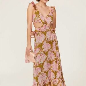 Likely Pink Floral Midi Dress